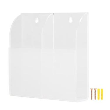 Imagem de suporte remoto de parede,Suporte de controle remoto, suporte de controle remoto acrílico simples montagem de parede organizador de mídia suporte transparente de cosméticos(2 grid)