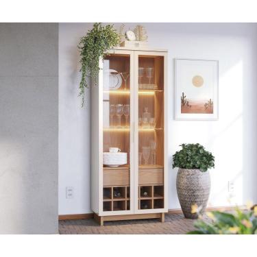 Imagem de Cristaleira 2 Portas 1 Gaveta com Adega Guanabara Colibri Móveis Off White/Freijó