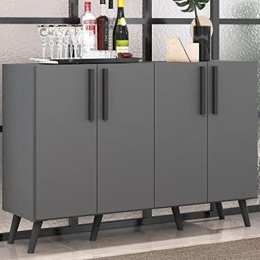 Imagem de Aparador Buffet 4 Portas com Pés Retrô Viena Multimóveis Grafite/preto