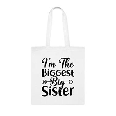Imagem de Bolsa tote I'M The Biggest Big Sister (I'm The Biggest Big Sister , presente para irmã mais velha, bolsa de ombro Big Sister (Irmã mais velha), bolsas reutilizáveis, presente para irmã mais velha do irmão e irmã s, Branco