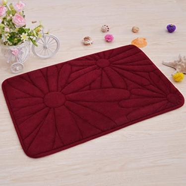 Imagem de Tapete de banheiro de espuma de memória absorvente super confortável macio antiderrapante veludo coral tapete de banheiro fácil de secar na máquina tapete de banheiro, vinho vermelho - 1 40 x 60 cm