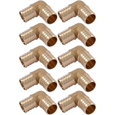 Imagem de SharkBite Cotovelo de crimpagem de 2,5 cm de 90 graus, pacote com 10, encaixe de encanamento de latão, tubo PEX, PE-RT, UC260LFA10