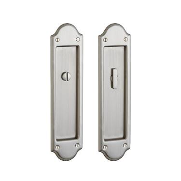 Imagem de Baldwin PD016.KT Boulder Style Pocket Door Interior Privacy Trim from the Estate, Satin Nickel