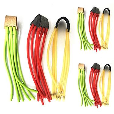 Imagem de KAINI 9 peças de pulseiras de borracha de tiro, elástico de borracha para reposição de tiras de catapultas de estilingue (vermelho + amarelo + verde/faixa de borracha)