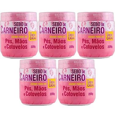 Imagem de 5 Creme Hidratante Pé Mãos Rachadura Sebo De Carneiro 220g
