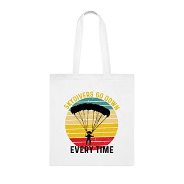 Imagem de Bolsa Skydivers para todos os dias, presente divertido, bolsa de ombro, bolsas reutilizáveis, cesta de Natal de aniversário, ideia de presente, Branco