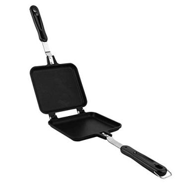 Imagem de Frigideira dupla face, frigideira de dupla face, frigideira antiaderente, máquina de waffle para torradas de bolo, sanduíche, frigideira de lanche para café da manhã
