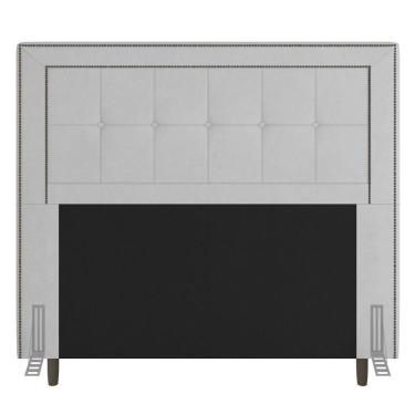 Imagem de Cabeceira Casal Luxor 140Cm Com Tachas E Frame Branco