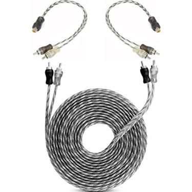 Imagem de Kit 1 Cabo RCA 1 Metro + 2Y Dupla Blindagem Injetado 4mm Som Cor:Preto
