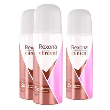 Imagem de Kit Desodorante Antitranspirante Aerosol  Rexona Woman Clinical Classic Extra Dry 55ml - 3 Unidades