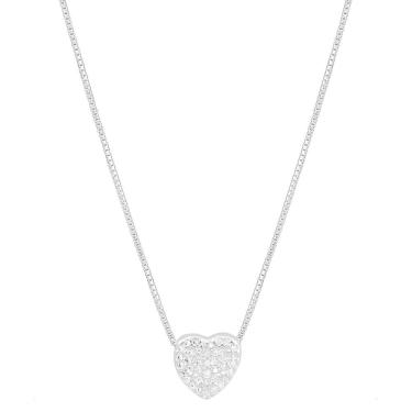 Imagem de Colar Corrente Veneziana 45cm Coração Cravejado Em Prata 925