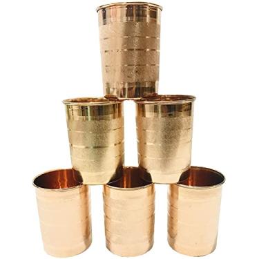 Imagem de Conjunto de copos de cobre com 6 copos de cobre Moscow Mules copos de água potável e servir água para benefícios de saúde Ayurveda 250 ml