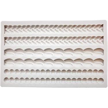 Imagem de ScivoKaval Molde de crosta de torta de silicone tapete de impressão corda de malha borda de pérola moldes de corrente de renda molde de decoração de bolo de fondant molde de decoração de bolo biscoito de chocolate artesanato de açúcar pasta de goma de gelo massa para ferramentas de cozimento de cozi