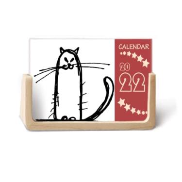 Imagem de Agenda de mesa com calendário Sle Sit Black Line 2022 para gatos pequenos 12 meses
