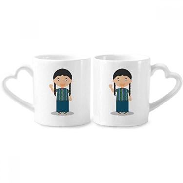 Imagem de Conjunto de canecas de porcelana para casal, desenho de guatemala, de cerâmica, para amantes de coração
