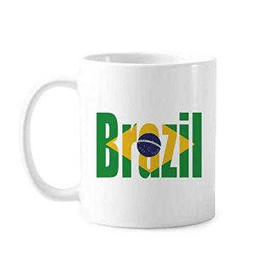 Imagem de Caneca com nome da bandeira do Brasil cerâmica cerâmica xícara de café porcelana louça