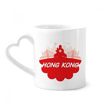 Imagem de Contorno vermelho China Hongkong caneca café cerâmica copo de coração de vidro