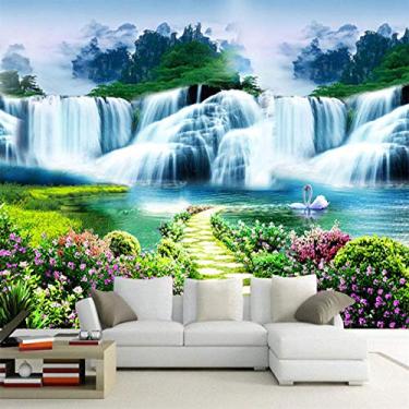 Imagem de Mural de parede 3D personalizado cenário de natureza clássico cachoeiras foto papel de parede sala de estar tv sofá pano de fundo cobertura de parede 3D decoração de casa 350 cm (C)×245 cm (A)