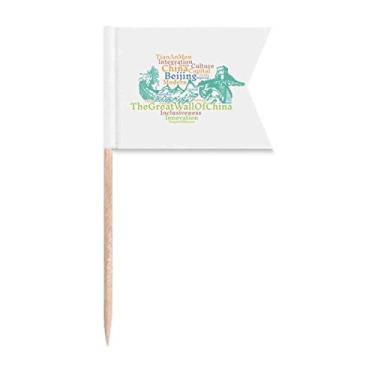 Imagem de China Building Great Wall Wordcloud bandeiras de palito de dente marcação de rotulagem para bolo de festa comida placa de queijo