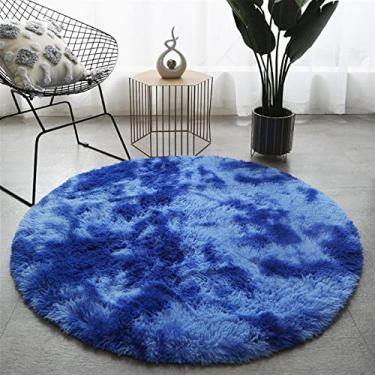 Imagem de Lifup Tapete redondo macio e fofo, tapete circular de pelúcia tie dye para sala de estar, quarto, decoração de casa, azul royal, 10 metros