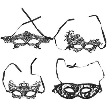 Imagem de 4 Pcs Máscara Vintage De Renda Baile De Baile De Baile De Acessórios De Materiais Para Festa De Halloween Casamento Mascarar Senhorita