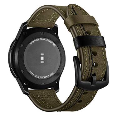 Imagem de Pulseira 22mm Couro Especial compatível com Galaxy Watch 3 45mm - Galaxy Watch 46mm - Gear S3 Frontier - Amazfit GTR 47mm - Marca LTIMPORTS (Verde Militar)