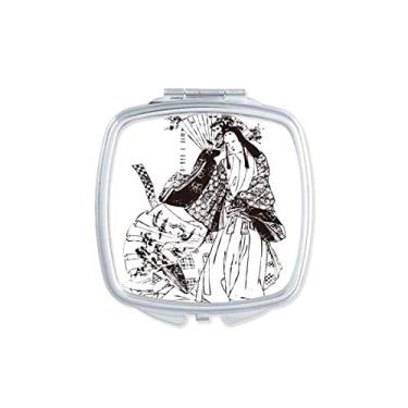 Imagem de Espelho de desenho japonês Sakura portátil compacto bolso maquiagem dupla face vidro