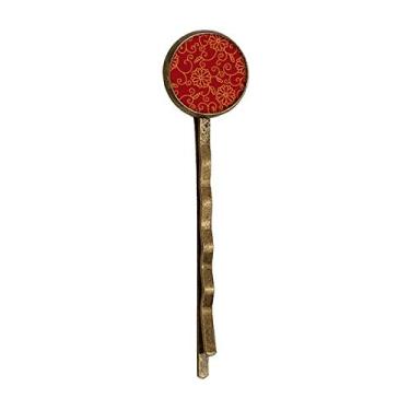 Imagem de Estilo chinês japonês com estampa de flores asiáticas retrô de metal para cabelo Bobby Pin Headwear