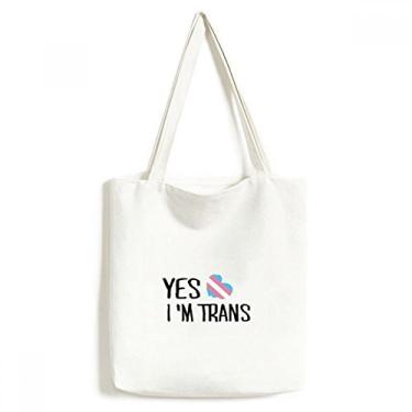 Imagem de Bolsa de lona Yes I'm Trans LGBT Support Bolsa de compras casual