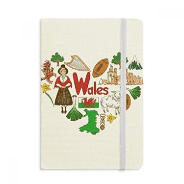 Imagem de Wales Love Heart UK Landscap Caderno com a bandeira nacional de tecido capa dura oficial