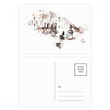 Imagem de Cartão postal em aquarela para carro vintage British Architecture