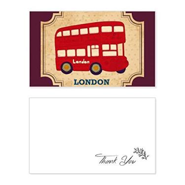 Imagem de Carimbo de ônibus de dois andares Reino Unido Londres Cartão de agradecimento Papel Aniversário Saudações Casamento Agradecimento