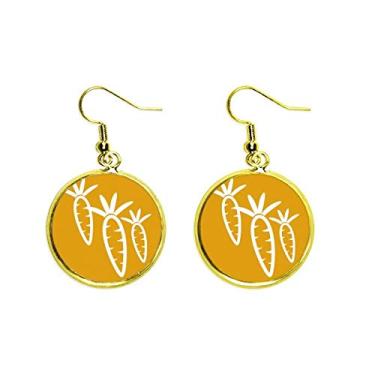 Imagem de Brinco de gota dourada para mulheres com a frase Happy Cenoura