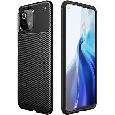 Imagem de Capa Capinha Anti Impacto Para Xiaomi Mi 11 com Tela de 6.81" polegadas - Case Com Desenho Fibra De Carbono Shock Queda - Danet (Preta)