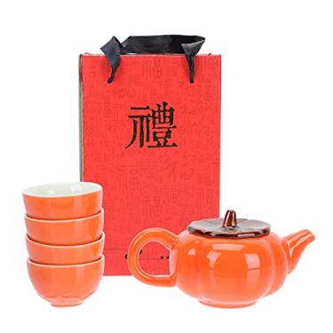 Imagem de Yardwe 1 Conjunto Jogo De Chá De Caqui Em Cerâmica Pote De Cerâmica De Chá Bules De Porcelana Xícara De Chá Xícaras De Chá De Porcelana Asiático Bule Estilo Japonês Fazer Chá China
