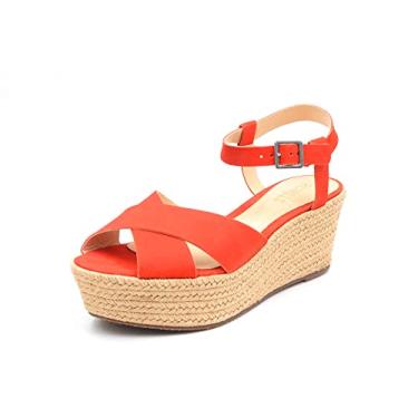 Imagem de Schutz Devinelli Nice Orange Strappy Open Toe Espadrille Heeled Platform Sandals (Nice Orange, 8)
