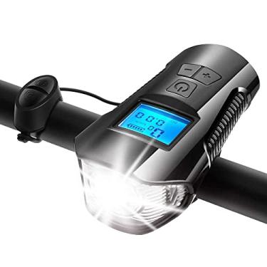 Imagem de TIORU USB Bicycle Light IPX7 Luzes de ciclismo Bike Computer 6 Modos Horn Lanterna Velocímetro de bicicleta com luz traseira,Single black