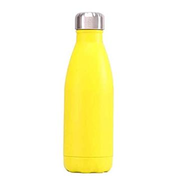 Imagem de Garrafa térmica de aço inoxidável 304 térmica de bebidas quentes e frias, para caminhadas, corrida, 500 ml (amarelo fosco)