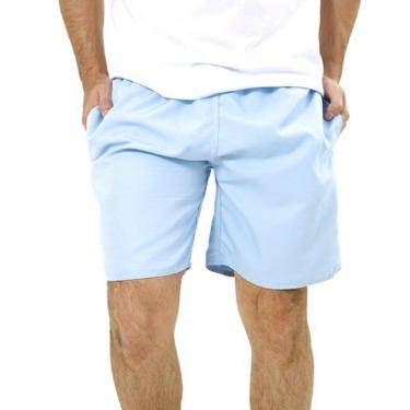 Imagem de Short Masculino Claro Liso Praia Poliéster Com Bolsos-Masculino