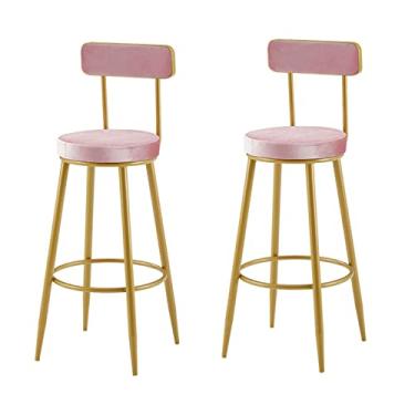 Imagem de Cadeiras de jantar, banquetas de bar, balcão, conjunto de 2 bancos de bar altos de veludo para café da manhã, banquetas de jantar, cadeiras de bar de altura fixa com apoio para os pés para bar de café da manhã, balcão, cozinha Tudo está bem