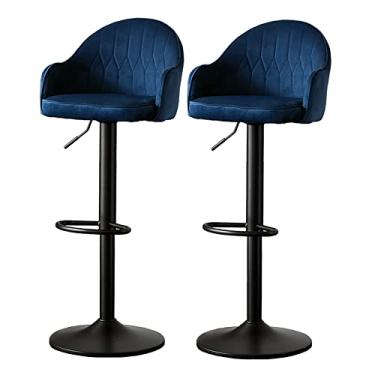 Imagem de Cadeiras de jantar cadeiras de sala de jantar banquetas de bar elegantes com altura ajustável conjunto de 2 banquinhos de balcão de cozinha banquetas altas giratórias de veludo com apoio para os pés de metal nas costas Tudo está bem