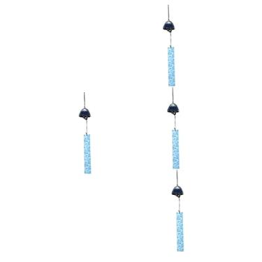 Imagem de Amosfun 4 Pçs Ornamento De Suspensão Azul Feito À Mão Sino Chinês Estilo De Decoração Japonês Sinos Fundidos Festival De Montagem Escuro Abençoe Pequenas Decorações Para Presente DIY