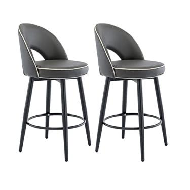 Imagem de Cadeiras de jantar cadeiras de sala de jantar banqueta giratória conjunto de 2, bancos estofados de couro PU premium com encosto para pub casa bar sala de jantar tudo está bem