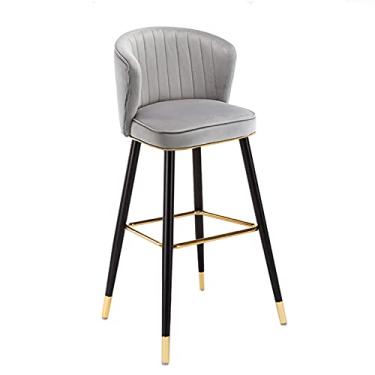 Imagem de Cadeiras de jantar banquetas de bar banquetas de bar modernas de veludo estofado banco alto com encosto ergonômico, cadeiras de jantar para sala de estar, cozinha, balcão e bar doméstico, várias cores disponíveis Tudo está bem