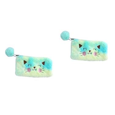 Imagem de Amosfun 2 Pçs Suprimentos Lápis Moeda Gato Cosmético Pelúcia Saco Amarelo Design Escritório Artigos De Papelaria Armazenamento