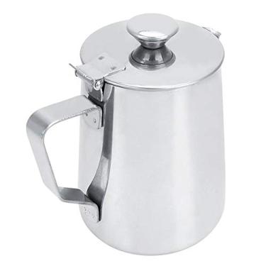 Imagem de Jarro para espuma de leite, copo para espuma de leite de café em aço inoxidável de 1000 ml com tampa para uso em cafeteria Latte Art