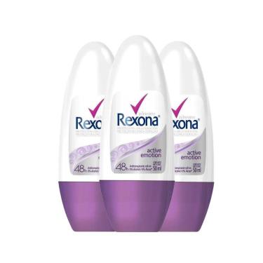 Imagem de Kit Desodorante Roll On Rexona Active Emotion 50ml - 3 Unidades