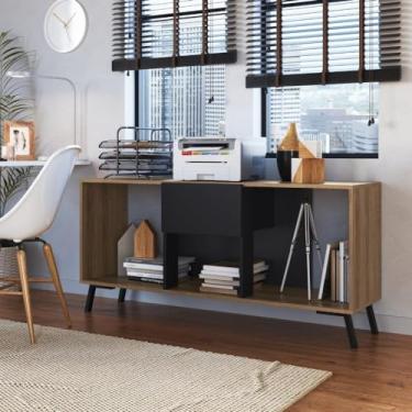 Imagem de Rack Sala e Escritório Para Tv até 50 Polegadas 136cm Com uma Gaveta Preto/mel