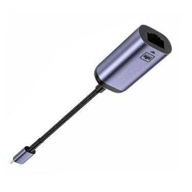 Imagem de MOUDOAUER Adaptador USB-C de alumínio para Ethernet, conversor de cabo de rede Gigabit Cat para tipo C para laptop tablet, 10/100 m