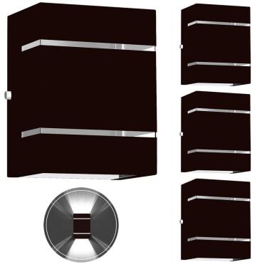 Imagem de 4 Arandelas Externa 2 Frisos Foco Fachos Parede Muro Tabaco